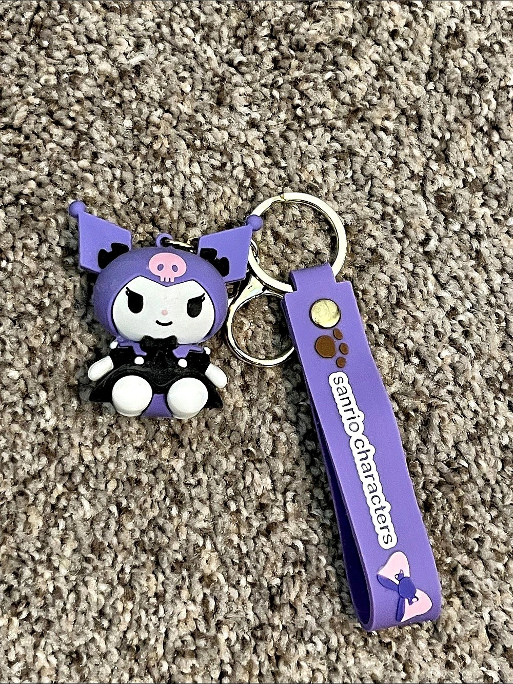 Sanrio Kuromi 3D Figure Silicone Keychain with Wristlet Strap 3D Figure Silicone